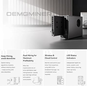 Pre-Sale Gold Shell Bite Mining Machine Aleo and Doge Dual Algorithm Asic Miner DG Card 80Mh/s AE 5.5Mh/s AE Card x 1