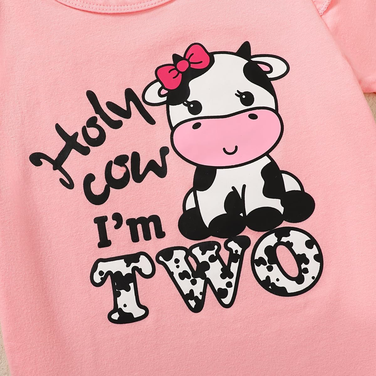 Baby Girl Two Years Old Birthday Outfit Toddler 2nd Birthday Clothes Girl Holy Cow I'm Two Outfit Set