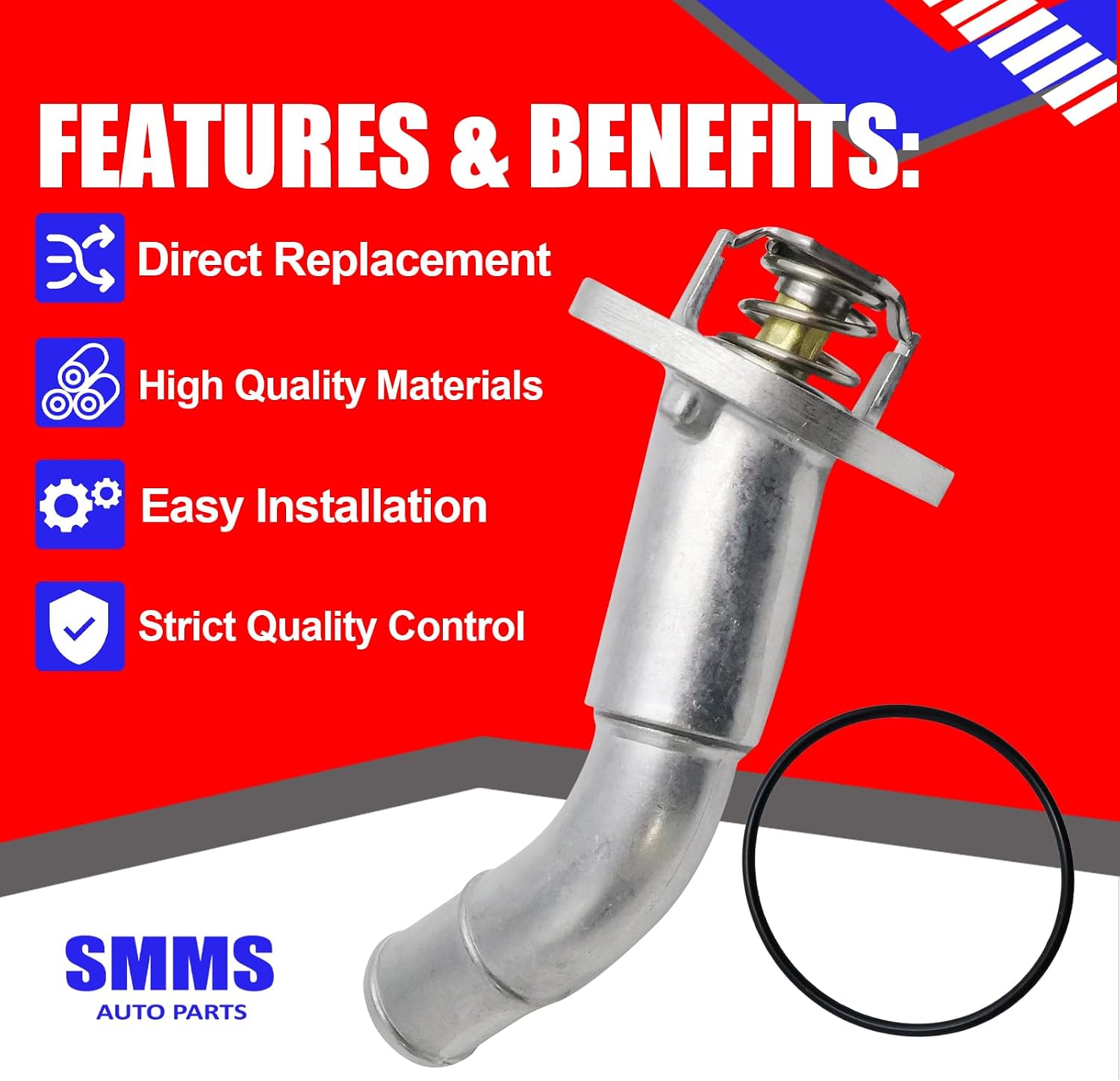 SMMS 12572988 Thermostat Housing Assembly for Buick Rainier, for Chevrolet,for GMC Envoy, for Isuzu Ascender, for Oldsmobile Bravada, for Saab 9-7X 2002-2009 4.2L OE: 12620112 12567750