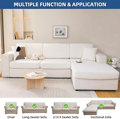 Miniatura 8 de Eismodra Fundas de respaldo para sofá de 3 cojines, funda elástica mágica para sofá para perros y mascotas, en forma de L, protector de muebles de