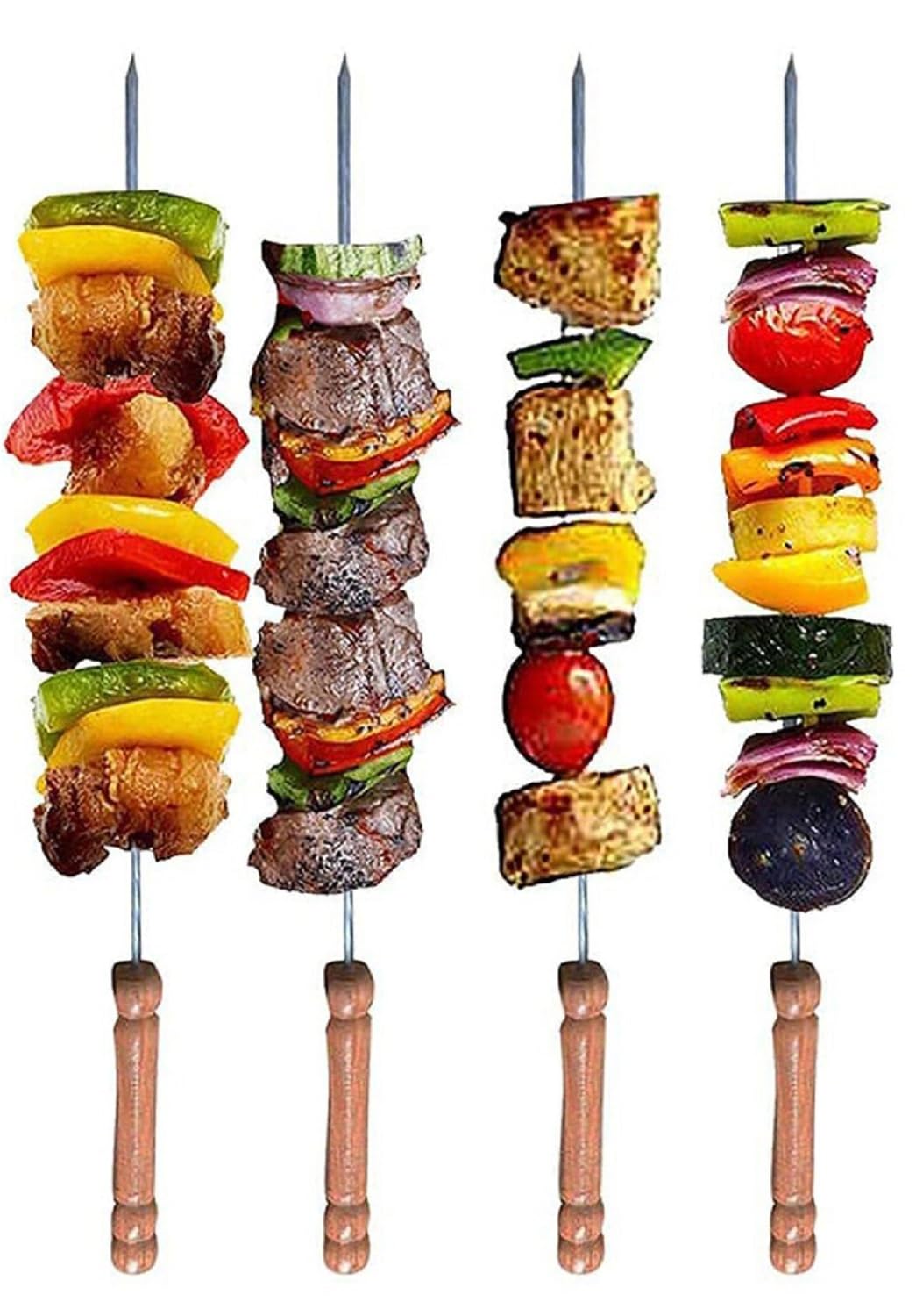 R Dabhi BBQ Skewers Long Sticks for Tandoor Barbecue Grill Steel Long Strip with Wooden Handle, Pack of 4pc (B0CSJVBFLQ) Amazon Price History, Amazon Price Tracker