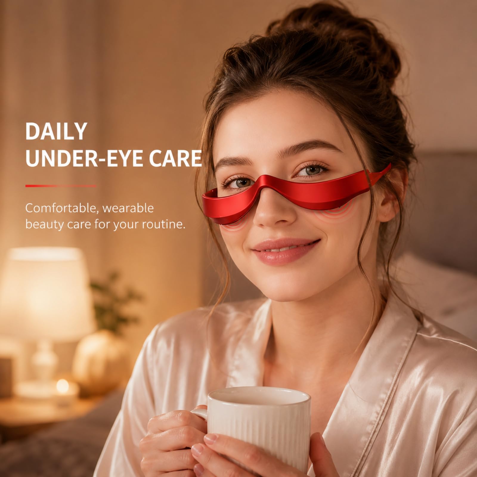 Appareil de beauté EMS portable, masseur des yeux à lumière rouge LED, appareil de soins des yeux mains libres flexible et confortable, outil de soins des yeux portable, adapté pour les soins