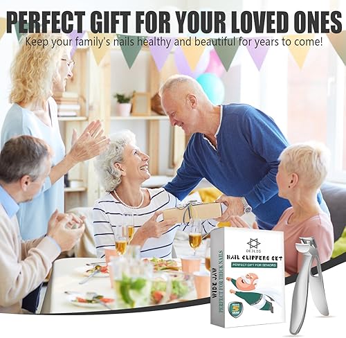 Miniatura 7 de Cortaúñas para personas mayores, cortaúñas en ángulo para uñas gruesas con atrapasador, mango largo, resistente, recortador de uñas para uñas