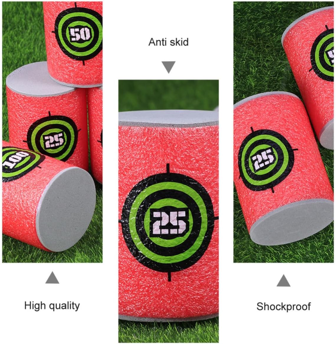 30pcs Red Eva Foam Shooting Target Numbered Can Set | Stackable, Arrangeable Layout, Room and Garden Use, Eyesight Practice, Soft Foam Build