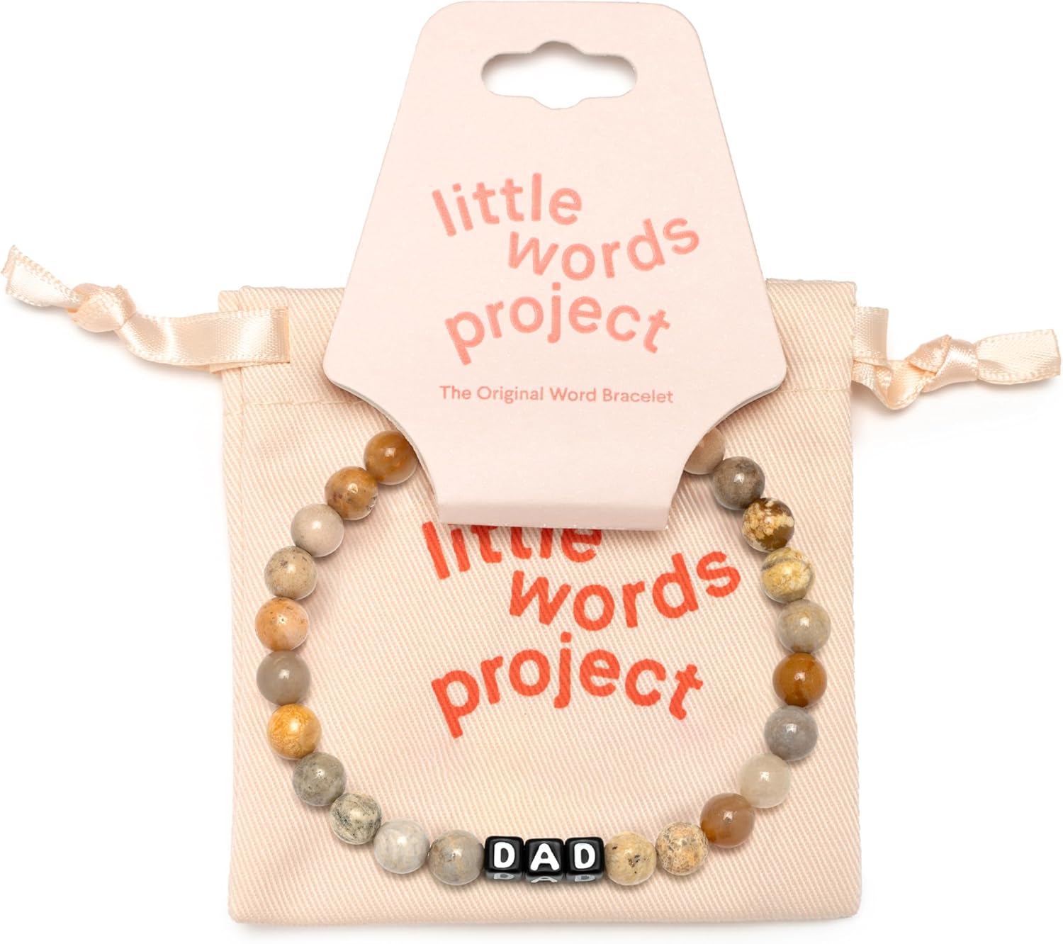 Little Words Project Dad Bracelet, The Original Word Bracelet, Made with Jasper Stones and Plated Brass Hardware, Handcrafted Design & Positive Message