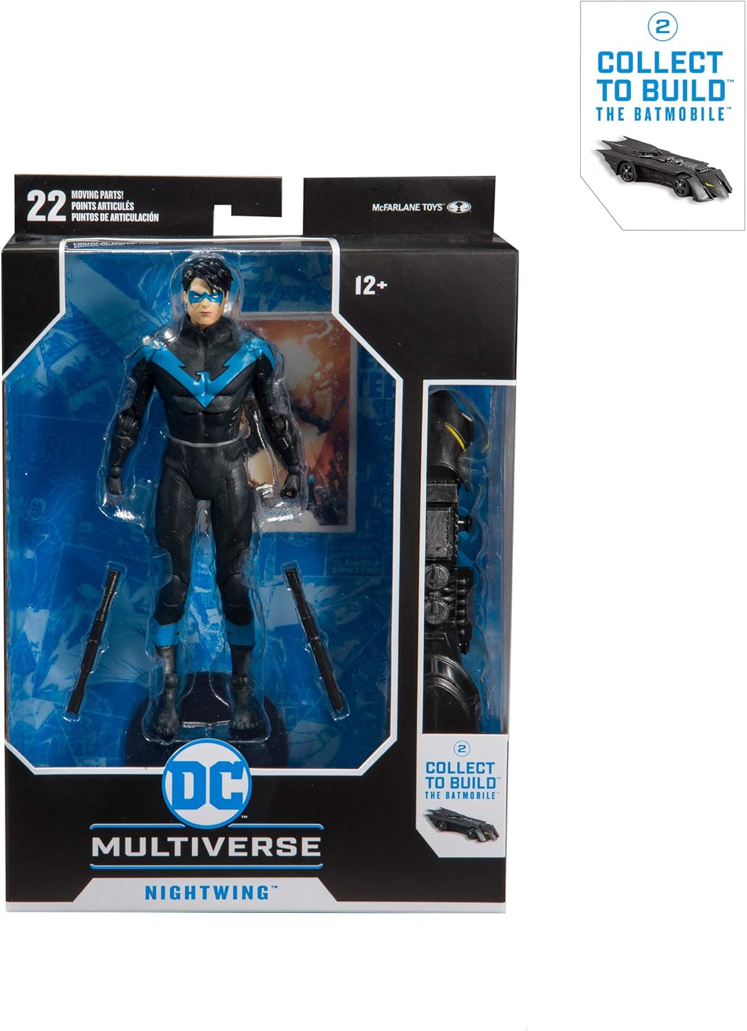 McFarlane Toys DC Multiverse Nightwing: Better Than Batman Action Figure with Build-A Rebirth Batmobile (Piece 2)