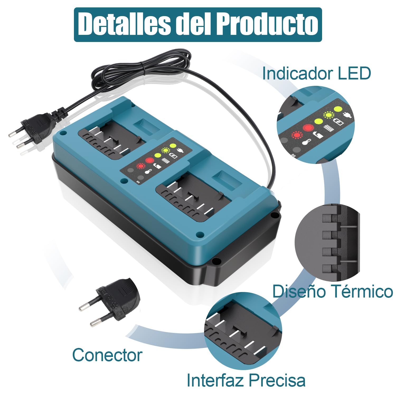 KUNLUN Cargador para Bosch Professional 18V Batería, Cargador de Reemplazo de 2 Puertos con Pantalla LED para Bosch Baterías 18V GBA BAT609, BAT610G, BAT618G, BAT619 y BAT621 (para Bosch GBA) | GBA BAT609, BAT610G, BAT618G, BAT619 y BAT621 Batería, con pa