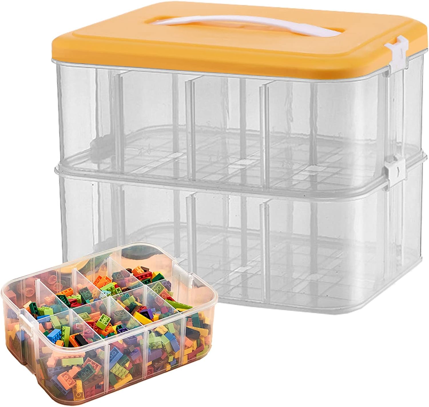 WMM Stackable Toys Organizer Storage Case, Clear Adjustable