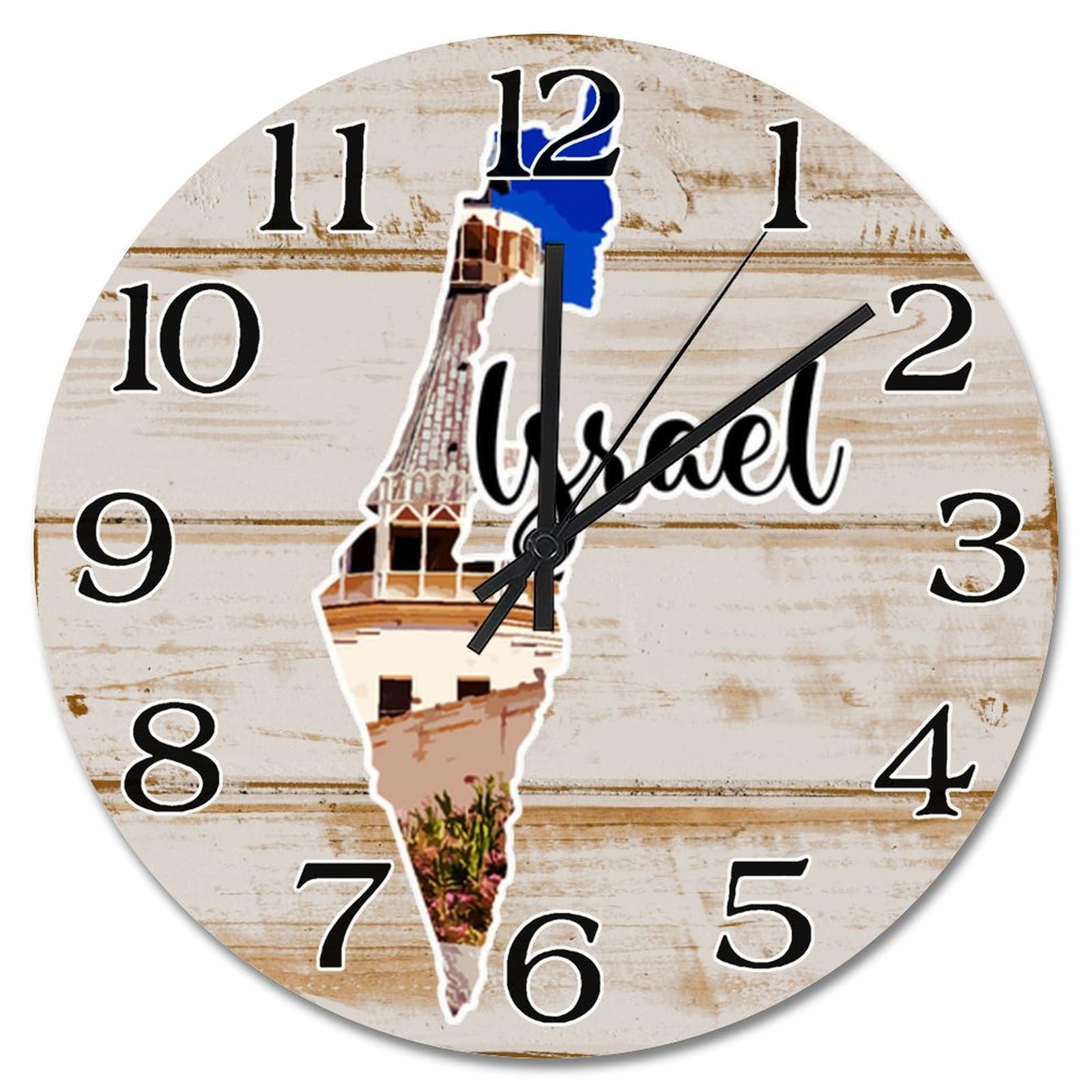 Cadeau pour ami horloge murale voyage carte d'Israël ronde