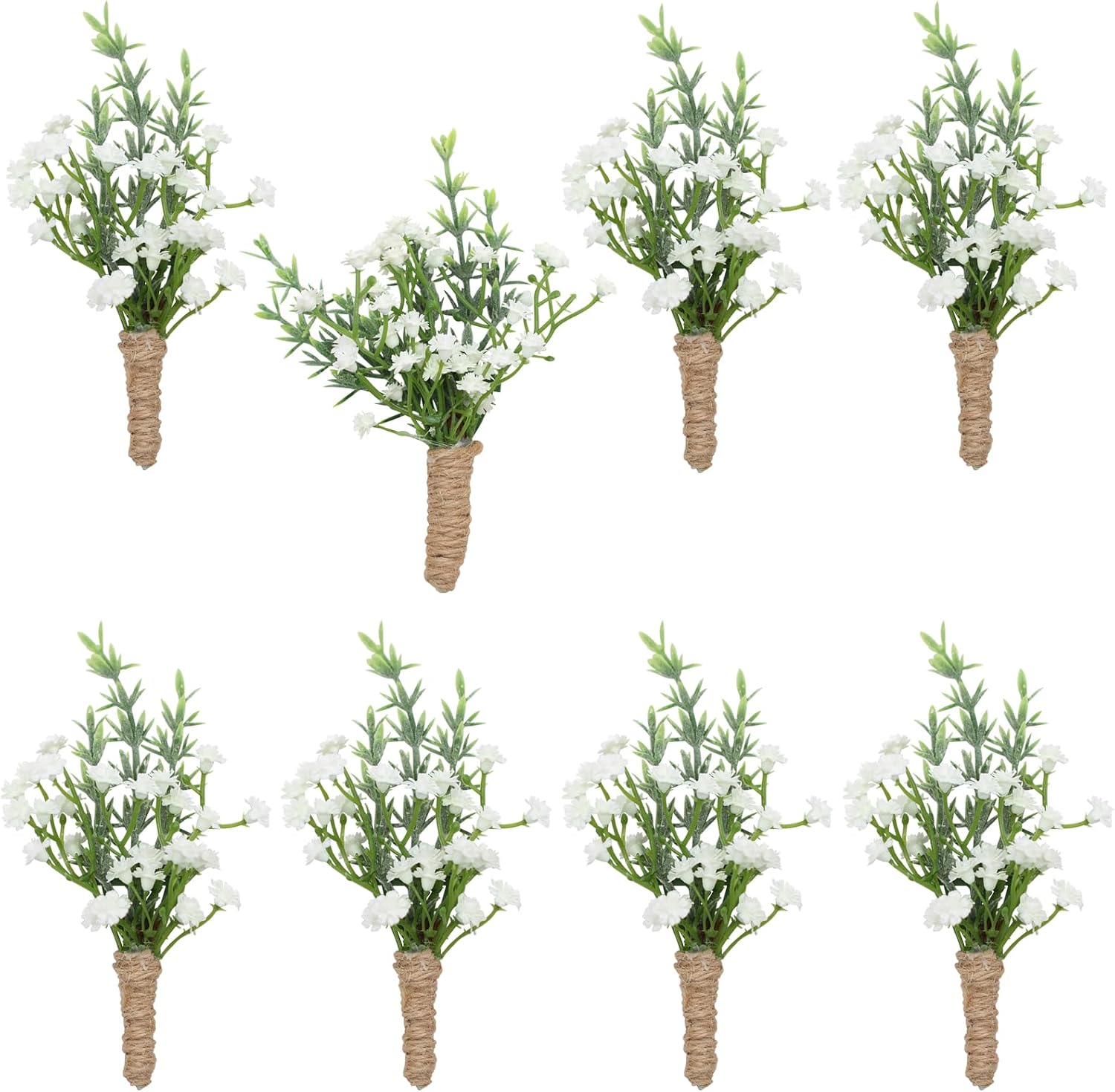 Boutonniere for Men, Groomsmen Guest Boutonniere White Baby Breath Artificial Flowers for Wedding Prom Homecoming Décor (8)