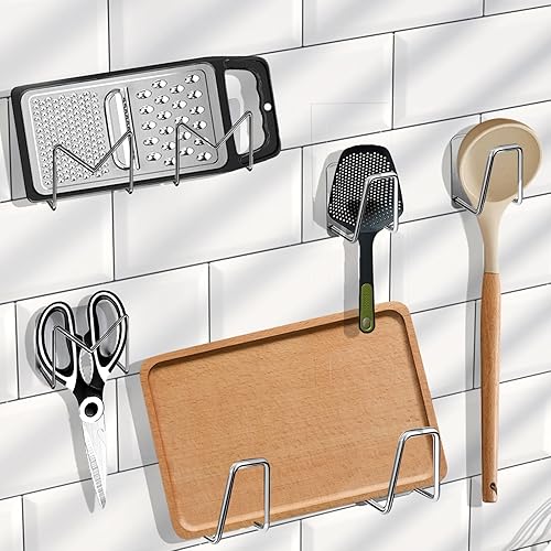 Miniatura 6 de Soporte adhesivo para esponja para fregadero de cocina, sin perforaciones, accesorios de cocina, colgador pegajoso, organizador de fregadero, gancho