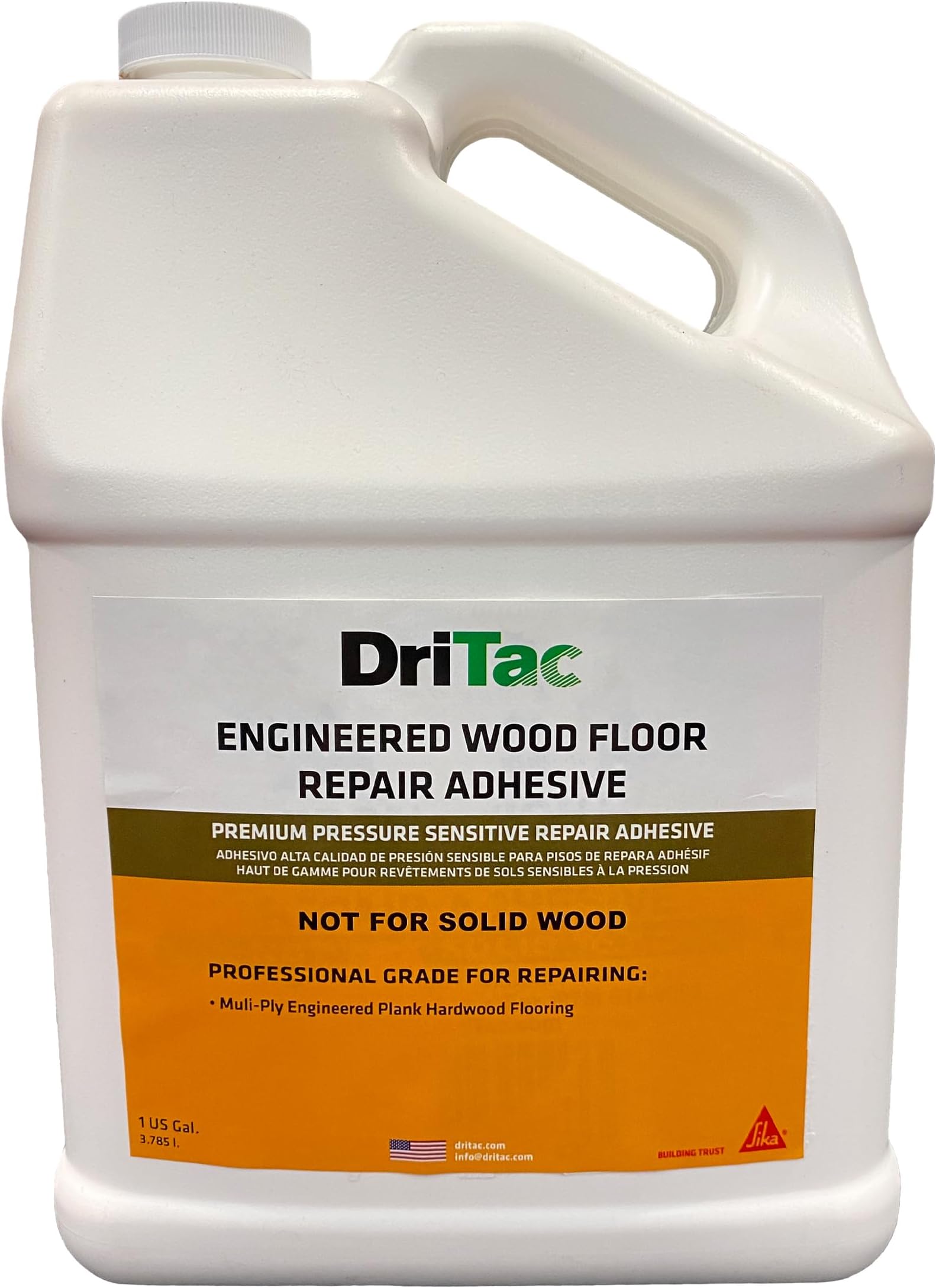 SIKA DriTac Wood Repair Adhesive - White, Professional Quality for Glue-Down Wood Floors - 1 Gallon - Fills Gaps, Stops Popping, Easy Application, Fast Cleanup