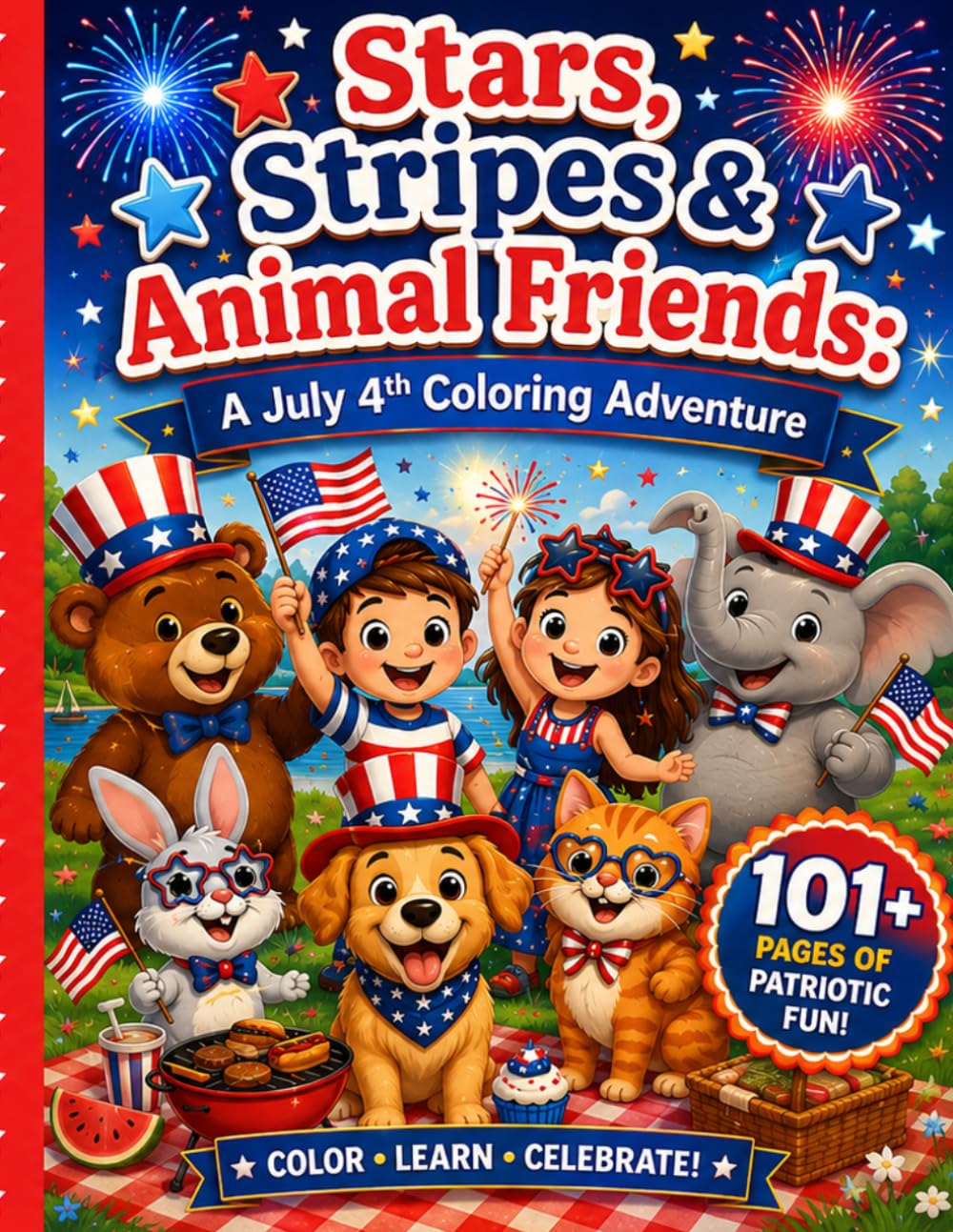 Stars, Stripes & Animal Friends: A July 4th Coloring Adventure"