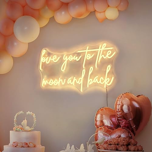 Letrero de neón con texto en inglés "Love You To the Moon and Back", para decoración de pared de boda, letrero de neón para fiesta de compromiso,