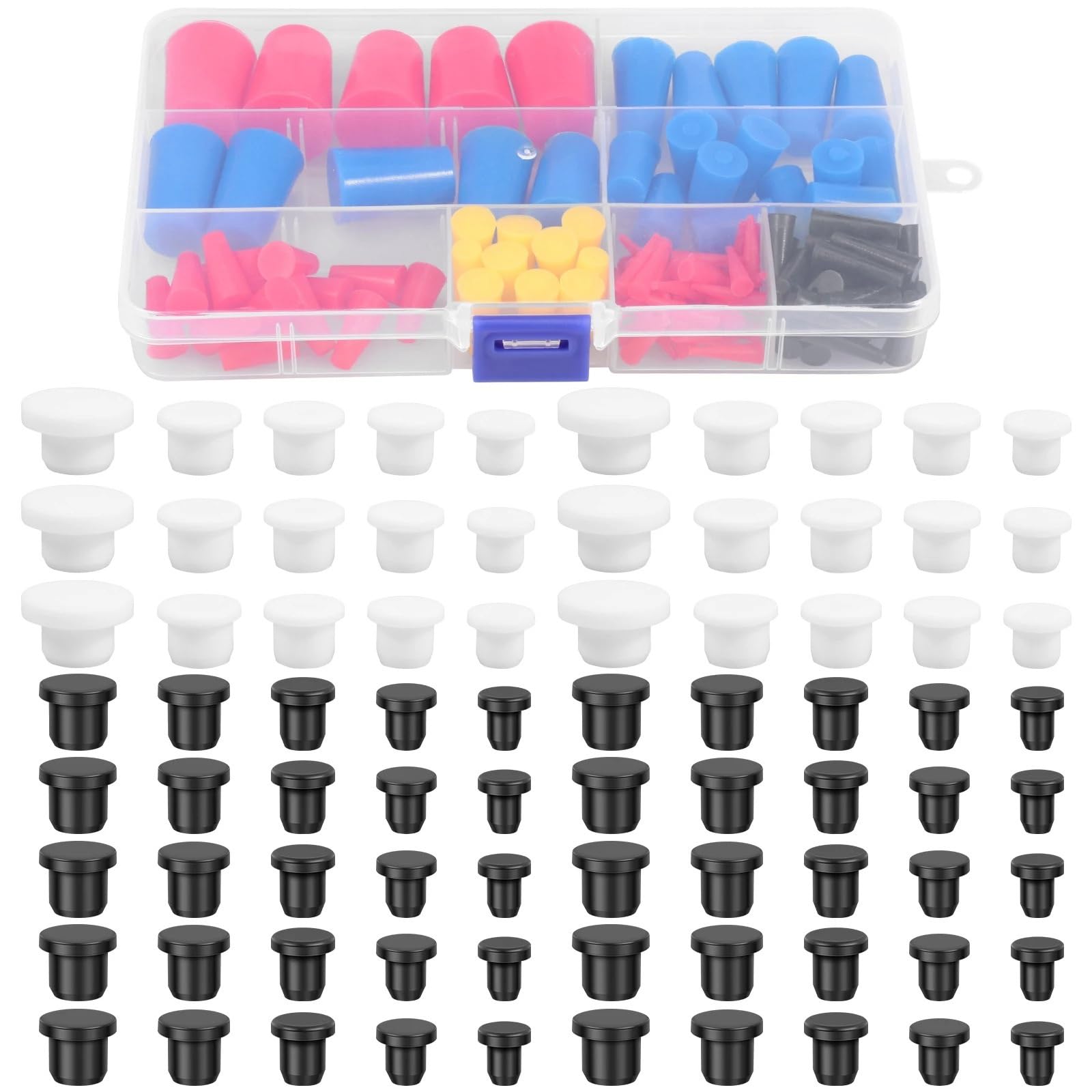 Xinglongs 190Pcs Rubber End Caps Silicone Rubber Tapered Plug High-Temperature Resistant Stoppers 18Size