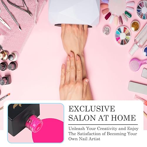 Miniatura 6 de Carmu Esmalte de uñas de gel de 0.5 onzas líquidas, color rosa intenso, secado con luz UV, arte de uñas, manicura, diseño de uñas de salón de