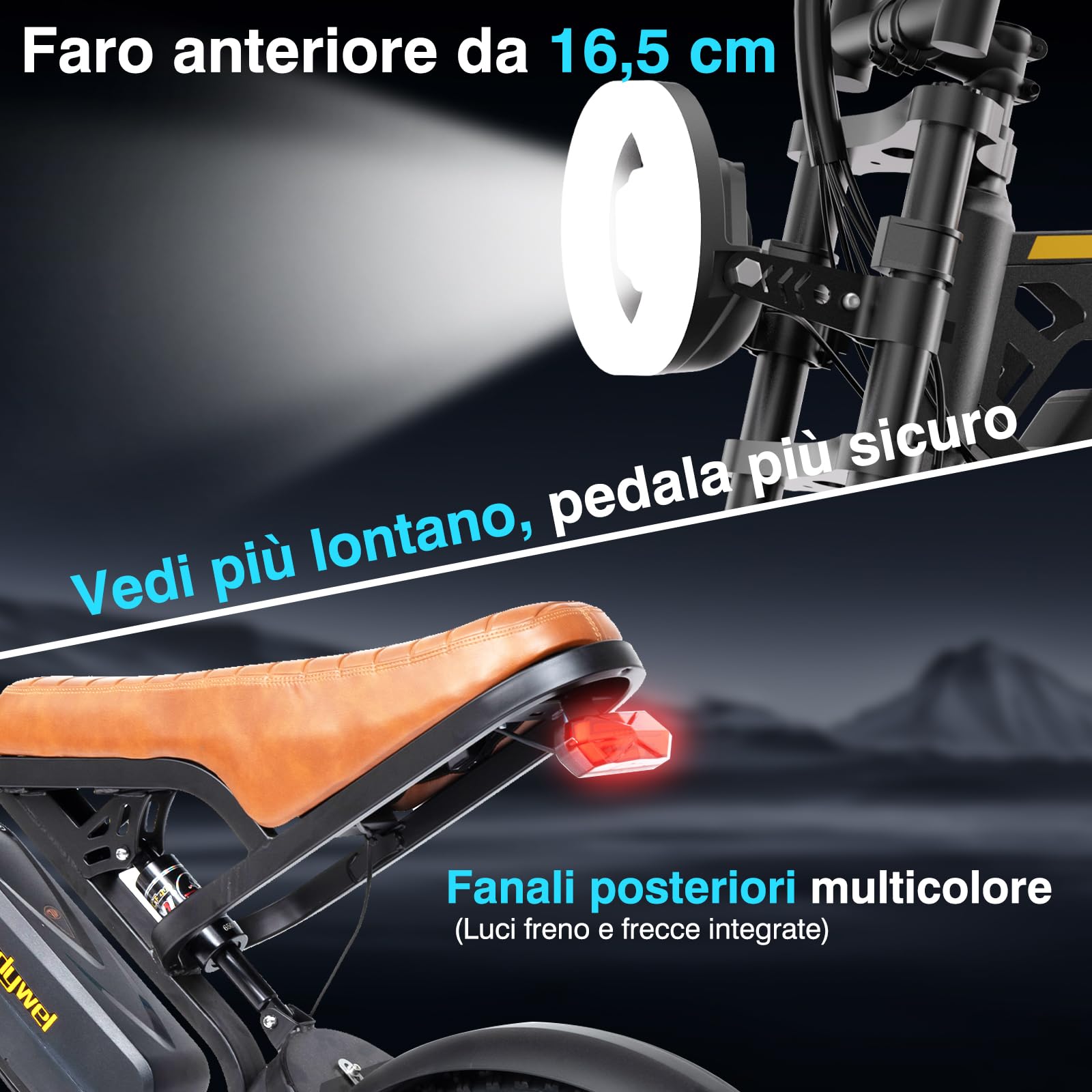 Bodywel M16 Bici Elettrica Uomo, 16x4.0 Zoll Fat Mountain Bike Elettrica, Batteria 48V 13Ah, Motore 250W, Autonomia 80km (PAS), Display LED da 4.0”, Freni a Doppio Disco