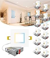 Vista 1 de NUWATT Paquete de 12 luces LED empotrables cuadradas ultrafinas de 6 pulgadas, seleccionables 2700 K/3000 K/3500 K/4000 K/5000 K, alto brillo 1050