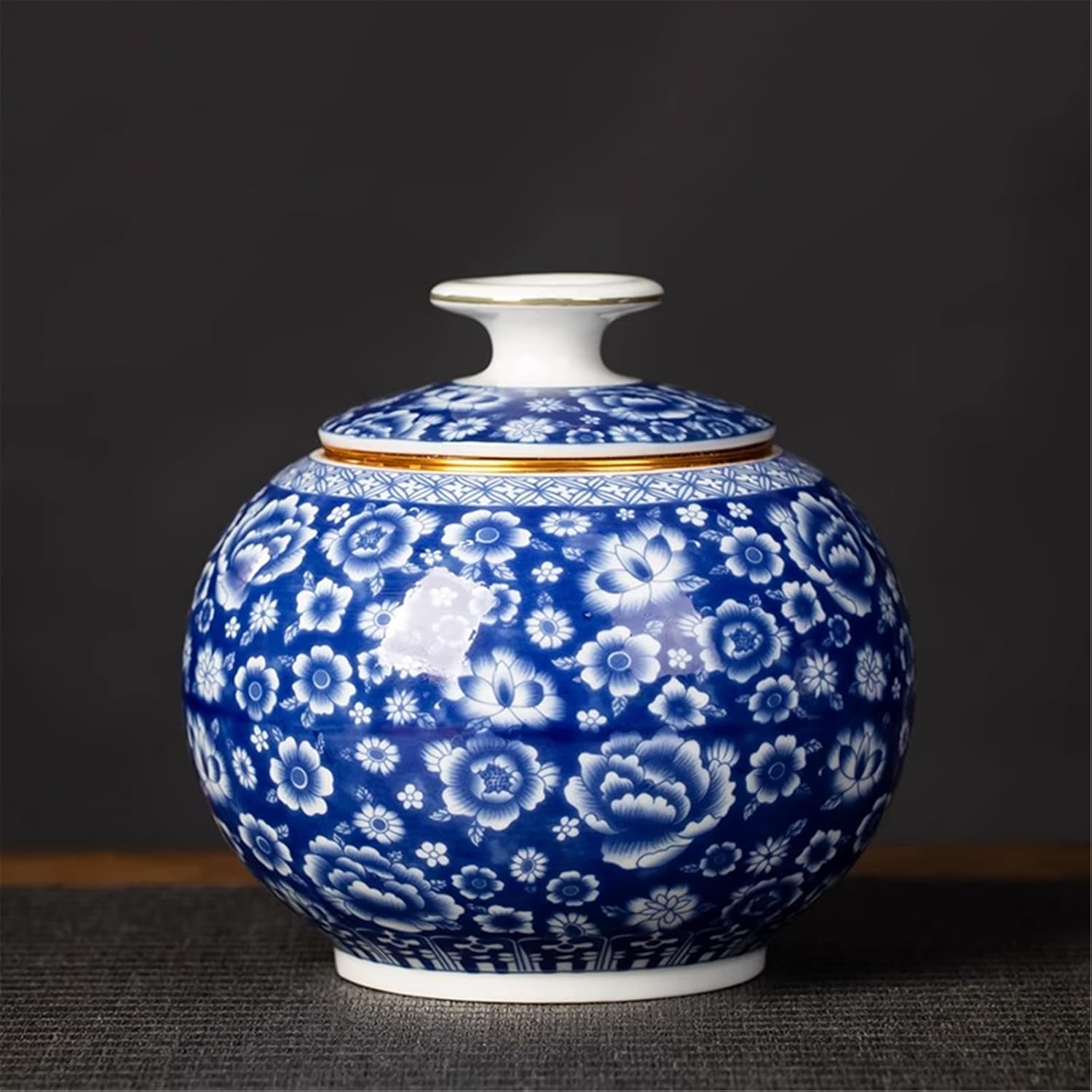 Qinghua Ceramic Tea Canister, Sealed Large Jar for Pu-erh Tea, Vintage Home Storage-style5