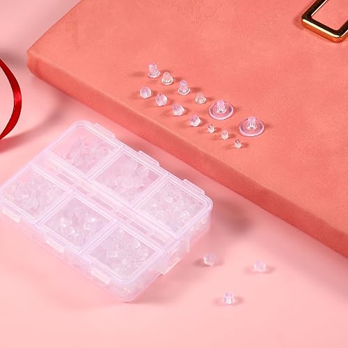 Miniatura 5 de 600 piezas de aretes de silicona, hipoalergénicos, transparentes, 6 estilos, aretes de goma hipoalergénica transparente, de seguridad, repuesto para
