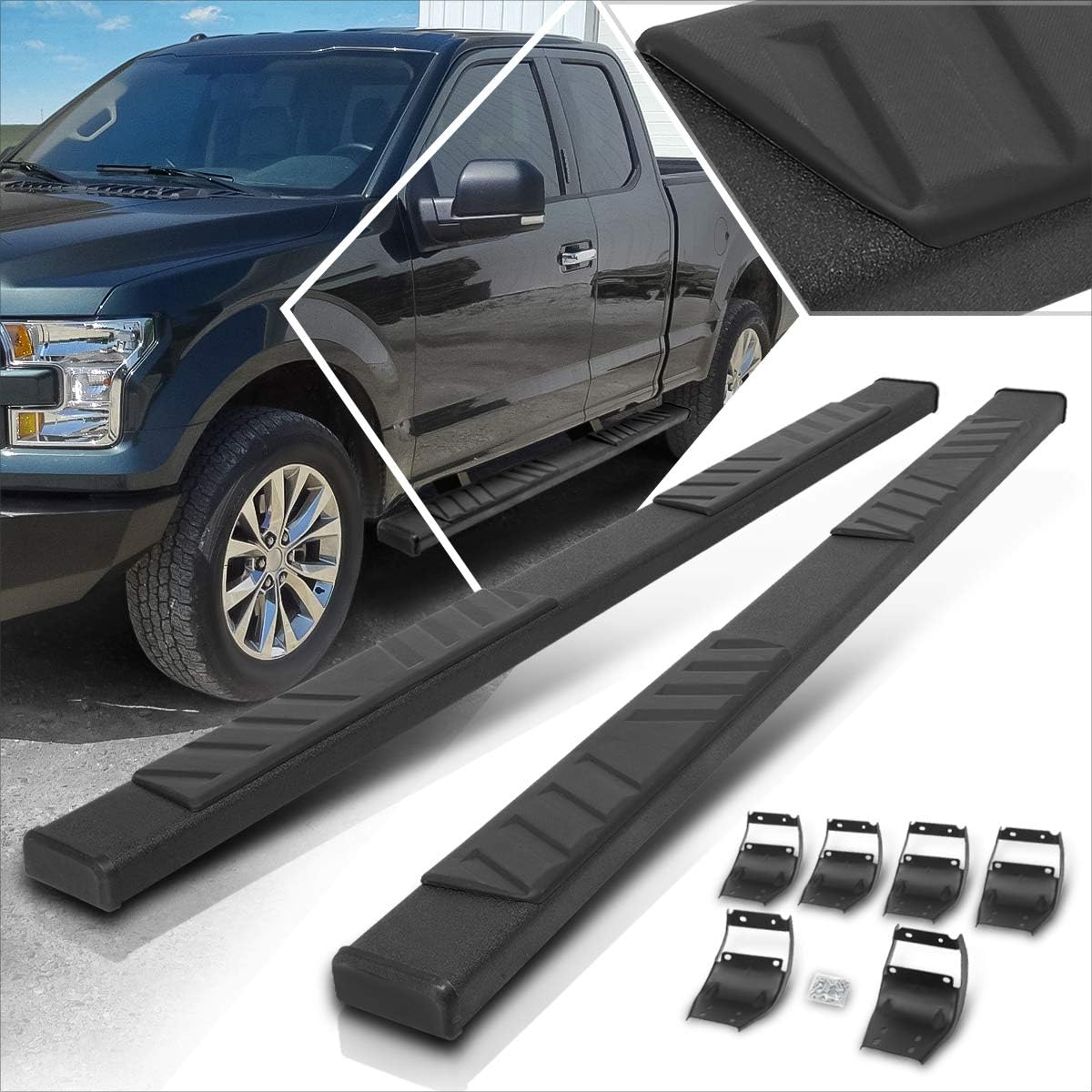 [Pair] 5.5" Chrome Stainless Running Boards/Side Bars/Nerf Bars Compatible with 15-24 Ford F150-F350 Super/Extended Cab