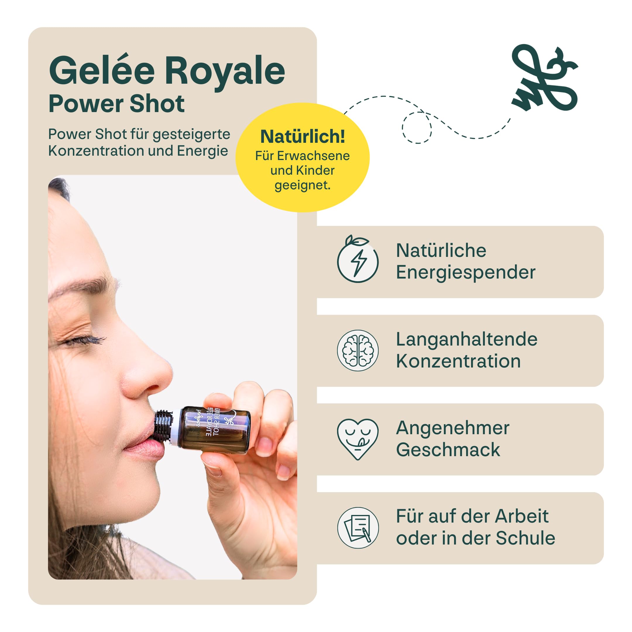 Gelée Royale Power Shot (6x 10 Shots) – natürlicher Energie-Boost ohne Koffein für Fokus & Wohlbefinden - Mit wertvollen Nährstoffen, aus hochwertigen Zutaten in nachhaltiger Imkerei
