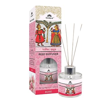 OMBRE 50 Ml Rose Reed Diffuser Set | Free (4 Stick) Fiber Reed Sticks | Stress Relief & Aromatherapy | Long-Lasting, Smoke-Free Air Freshener for Home, Bedroom & Office | Ideal for Gifting