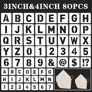 80Pcs Letter Stencils Set for Painting,4&3Inch Plastic Numbers Symbols Stencils Kit Reusable,Large Alphabet Interlocking Drawing Templates on Wood,Wall,Fabric,Sign,DIY Art Craft Project(3Inch+4 Inch)