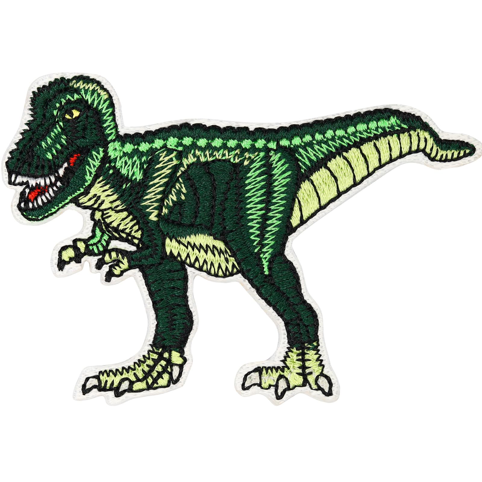 T-Rex Dinosaurier Figuren Aufnäher Kinder Patch Tyrannosaurus Bild Patch zum aufbügeln | Dinosaurier Bügelbilder für Textilien Kinder Flicken zum aufnähen | 95x65mm