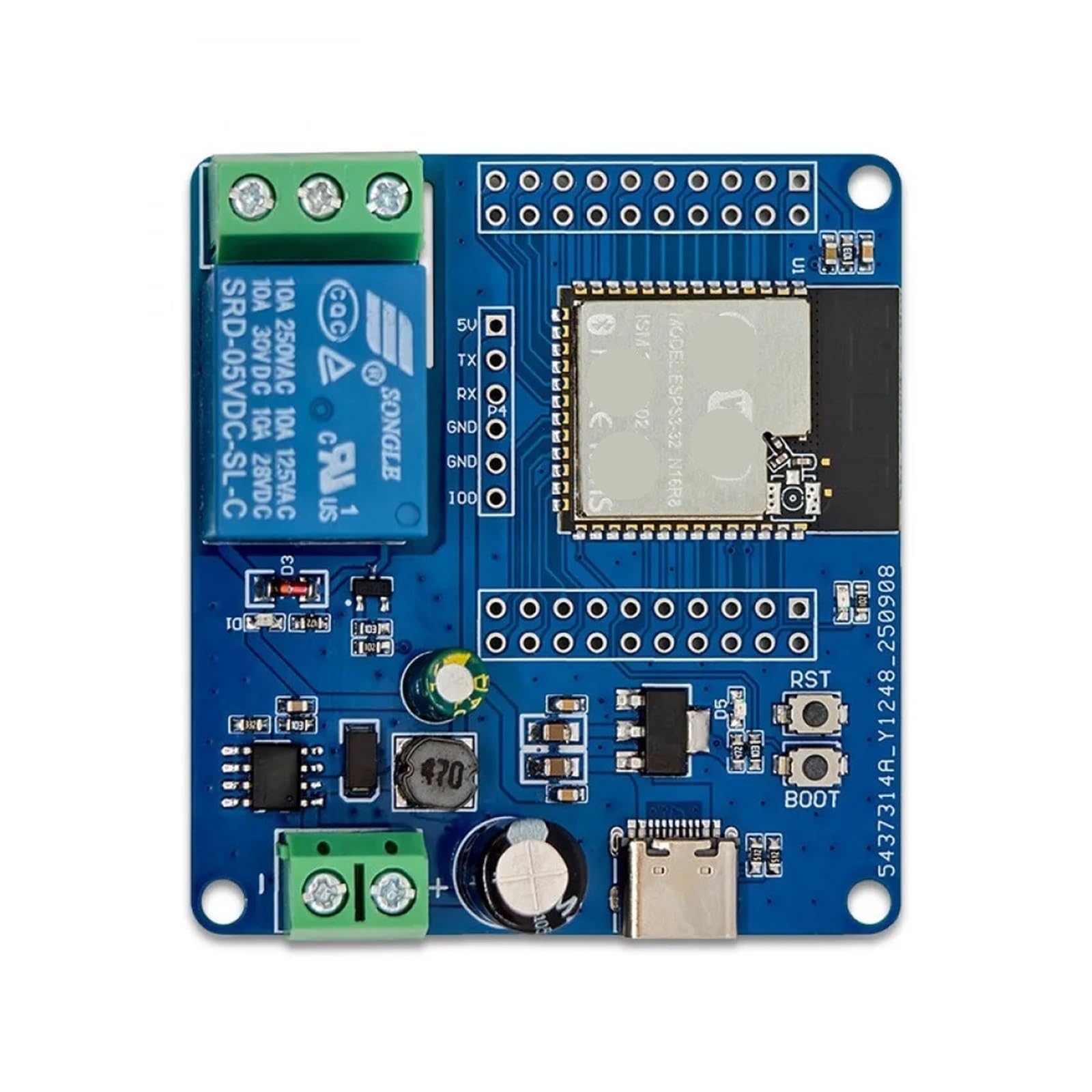 Modulo relè PLC ESP32-S3 WF BT Modulo relè singolo DC5-60V Alimentazione USB+UART Masterizzazione 2x20Pin