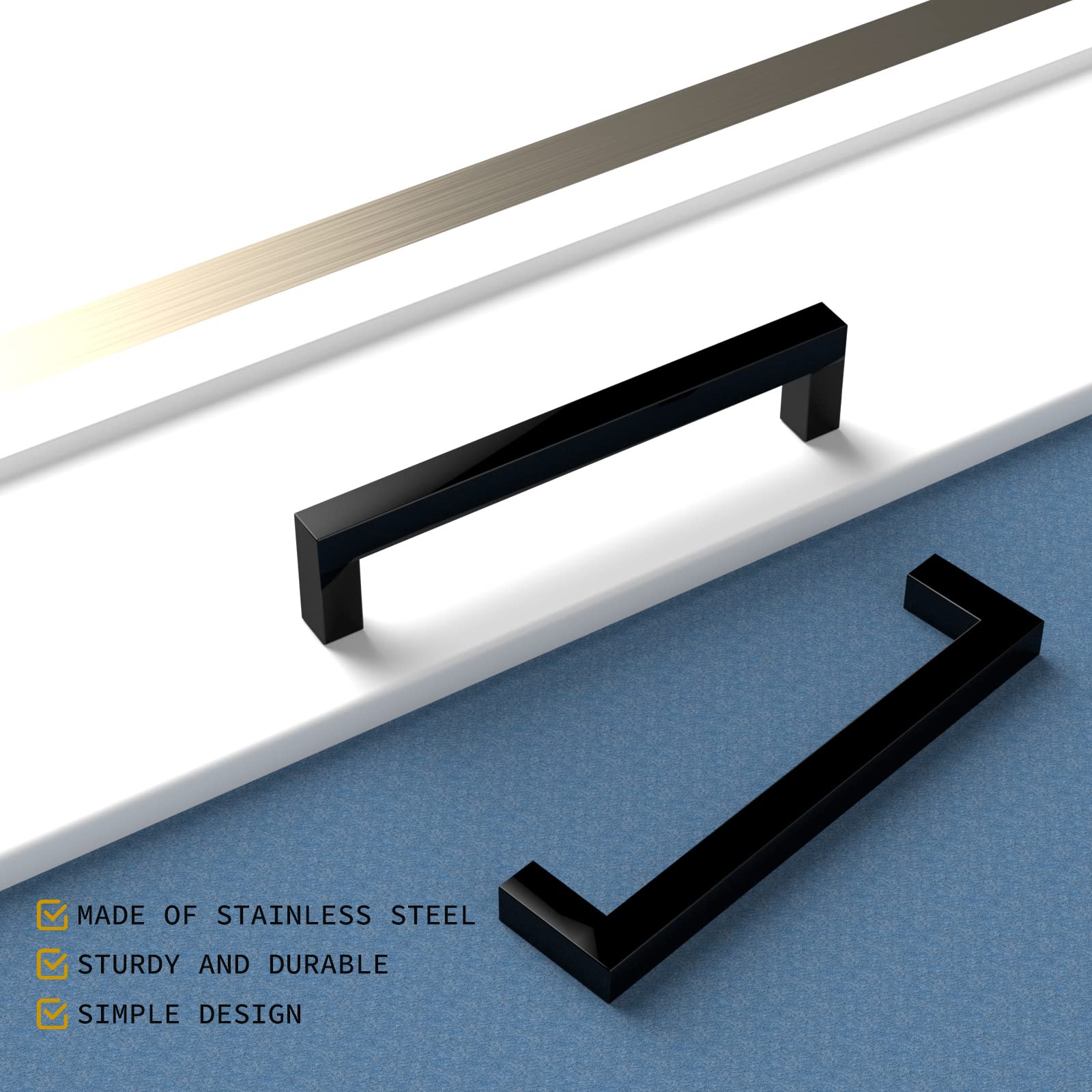 LONTAN 2 Pieza Tiradores Cajones 320mm Tiradores Cocina Negro Manija De Acero Inoxidable Para Cajones Y Puertas De Cocina