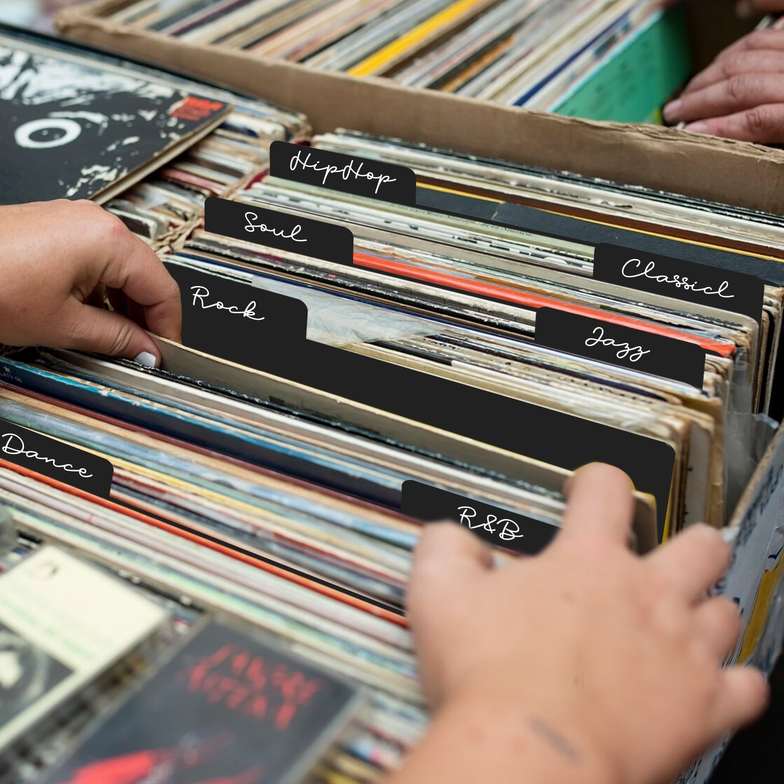 20 pièces de séparateurs de disques vinyles, séparateurs de disques en plastique 31,5x34 cm avec onglets, organisateurs LP réutilisables pour album vinyle vierge DIY pour l'organisation de LP 33 tours
