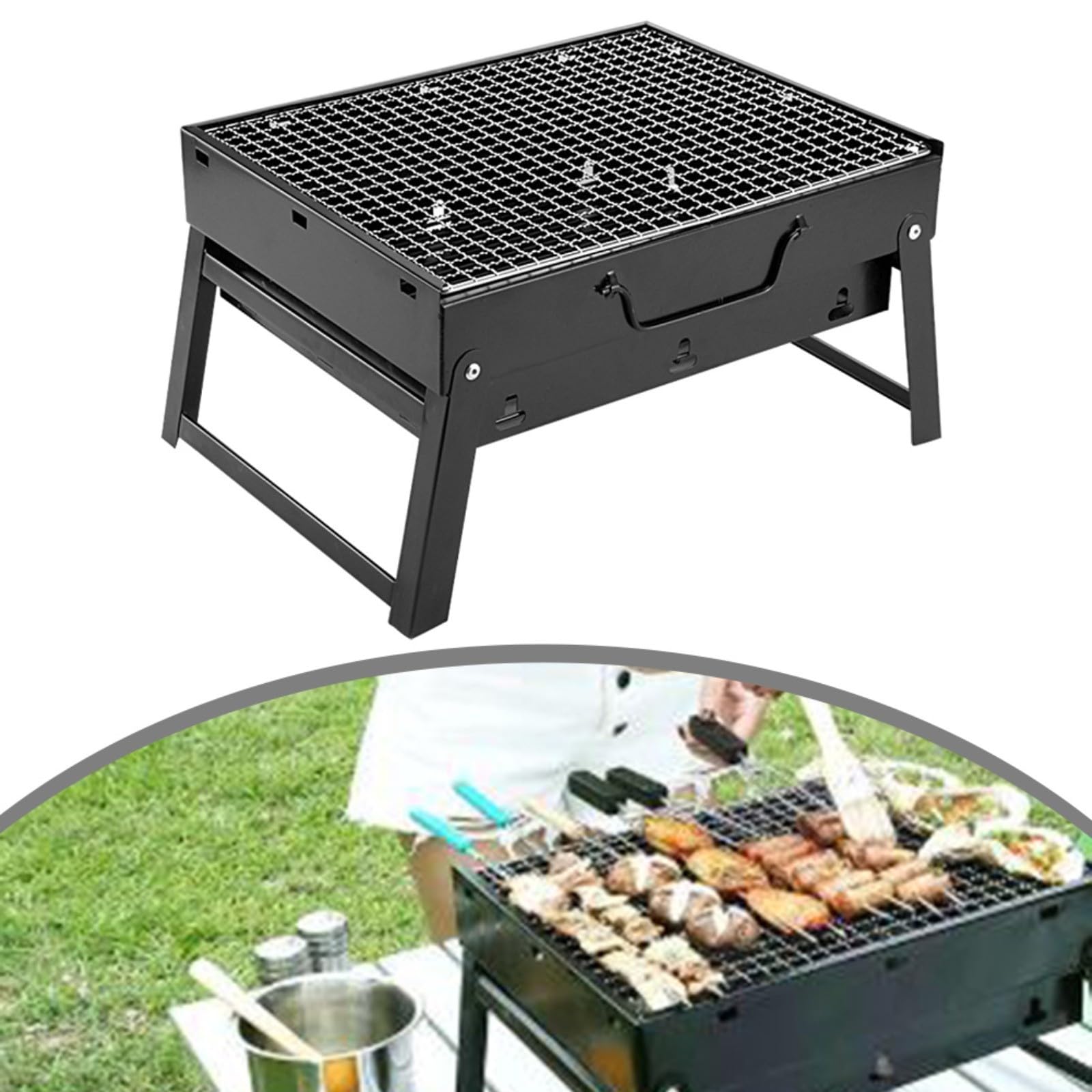 Grill Kempingowy, Grill Na Węgiel Drzewny, Grill Ogrodowy, Składany Przenośny Grill, Czarny Piec Ze Stali