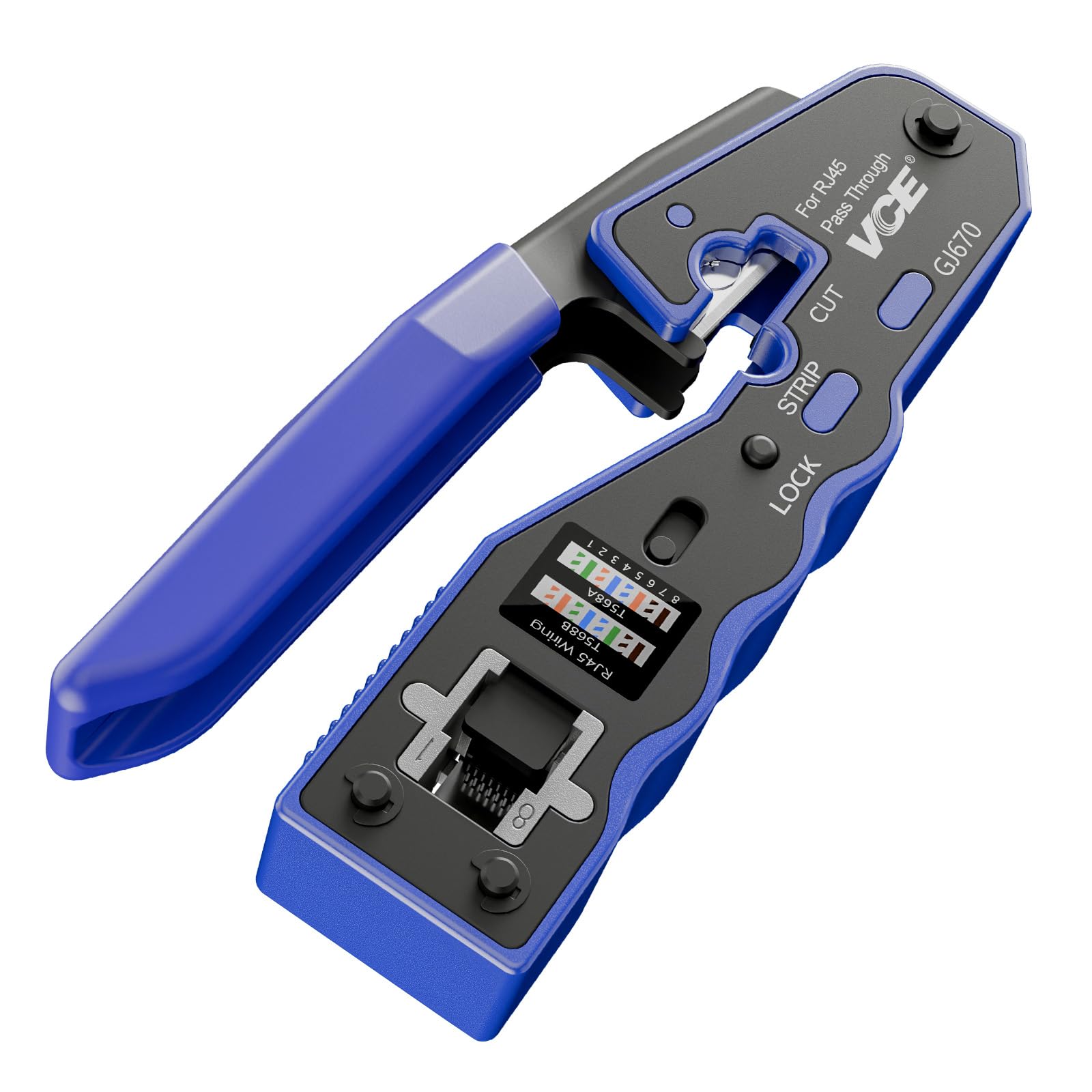 VCE RJ45 Pince à Sertir Outil Sertissage RJ45 Pince Sertir Traverser Pour Réseau Ethernet Cat6a Cat6 Cat5e