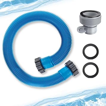 Heavy-Duty 1.5" Pool Pump Replacement Hose Kit Thickened Threaded Pool Hose with B-Type Adapter & Clamps, Above Ground Pool Hose Conversion Kit for 1500+ GPH Pumps, Sand Filters & Saltwater Systems