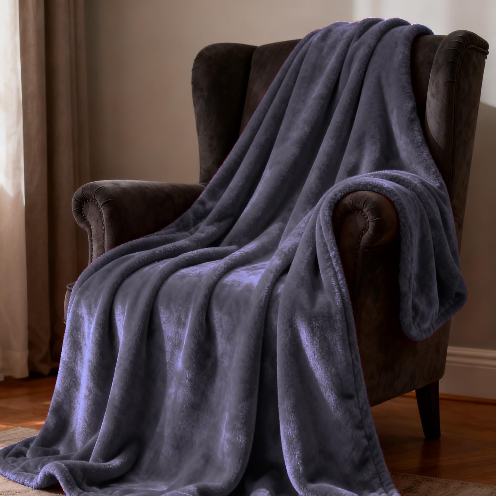 Couverture Polaire Douce 90x220 Cm - Toutes Saisons - Gris - Lavable Machine - Anti-peluche - LIUNADM