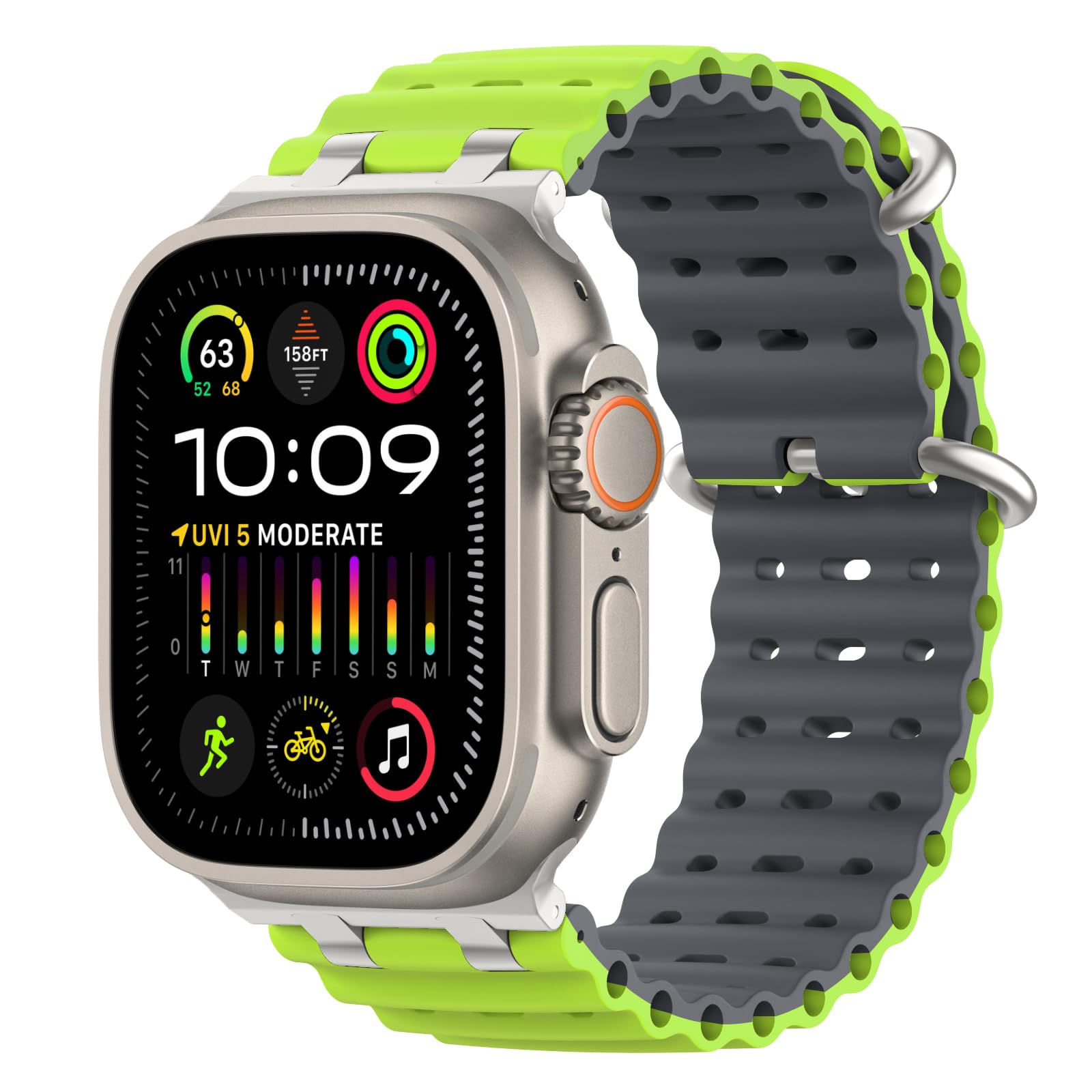 MoKo Cinturino Ocean Compatibile con Apple Watch Ultra 3/2/1 49 mm, S11/S10 46 mm, 9/8/7 45 mm, SE3/SE2/SE/6/5/4 44 mm, 3/2/1 42 mm, Cinturino Sportivo in Silicone Traspirante