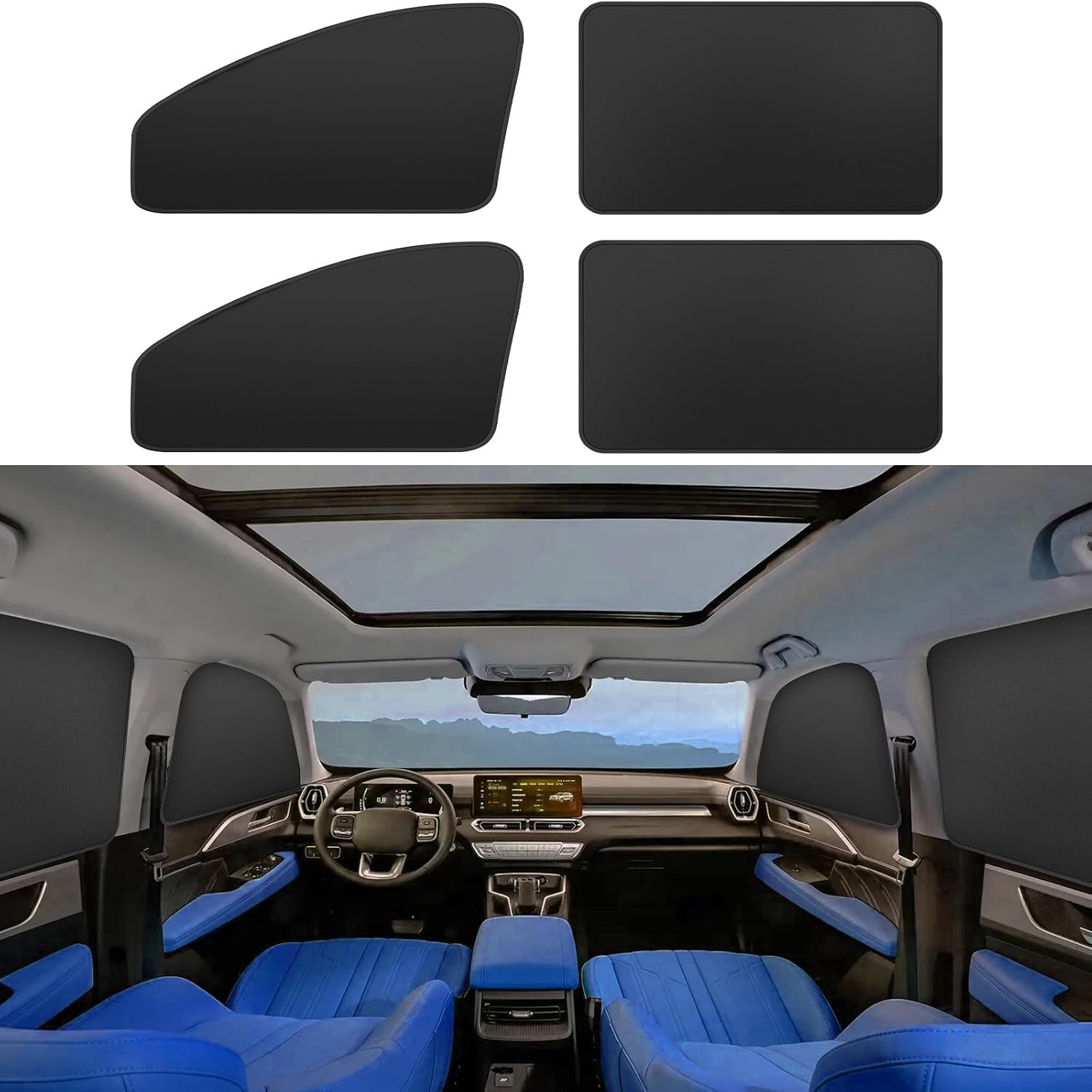 Magnetic Car Window Shades, Keep Cooler Car Curtain - 4pcs