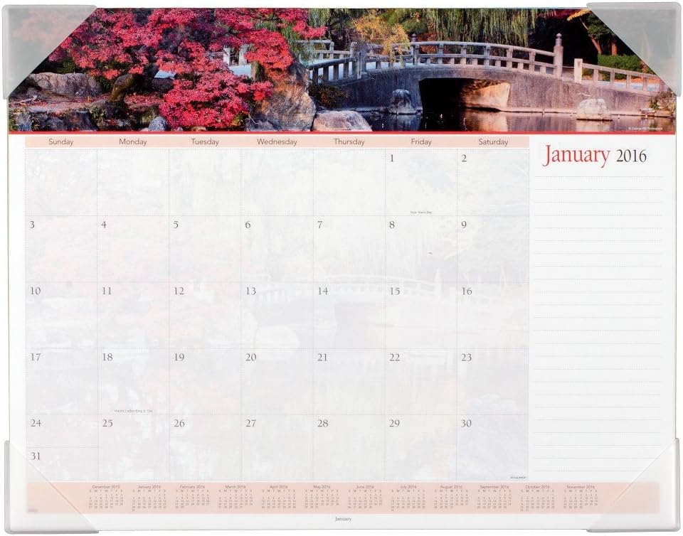 AT-A-GLANCE Monthly Desk Pad Calendar 2016, Landscapes Panoramic, 21-5/8 x 16-7/8 (89802)