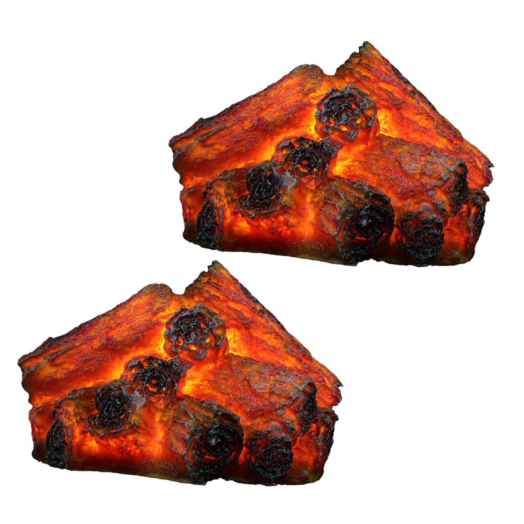 Kichvoe Lámpara Fuego Falso Luz Nocturna Decorativa 2 Piezas de Resina y Abs, Efecto Llama Realista 3 Pilas AAA No Incluidas para Chimenea para Decoración Interior y Fiestas