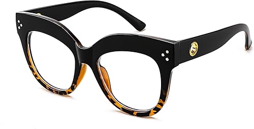 Miniatura 3 de FEISEDY Lentes de bloqueo de luz azul de gran tamaño, vintage, gruesos, para mujer, marco de plástico, hipster, fiesta, B0026