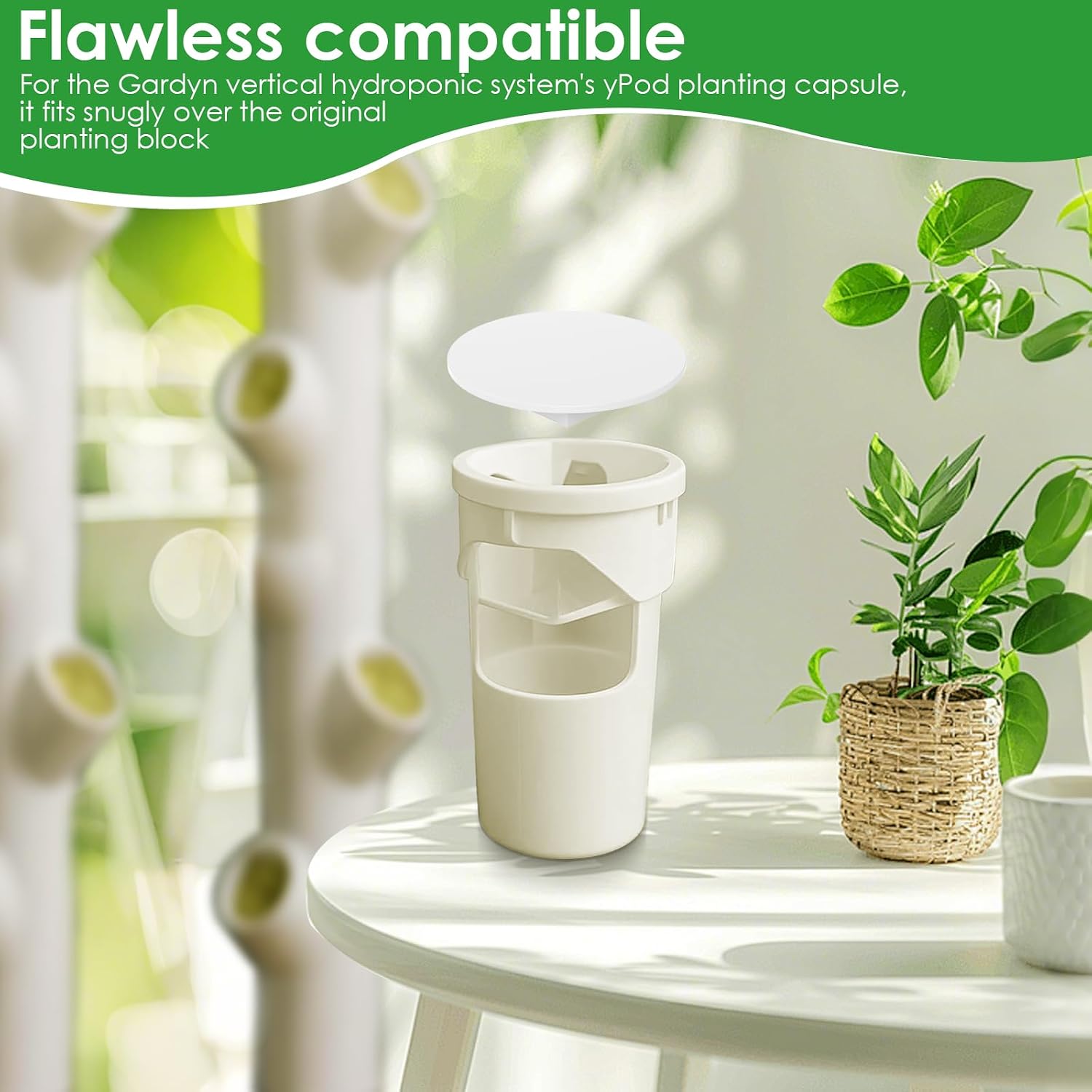 20 Pcs Caps Compatible with Gardyn yPod Hydroponic System, Plastic Cover for yPod, Reusable Hydroponic Pod Cap Indoor Gardening Accessories for Grow Cube Vertical Garden(20,White) image 3