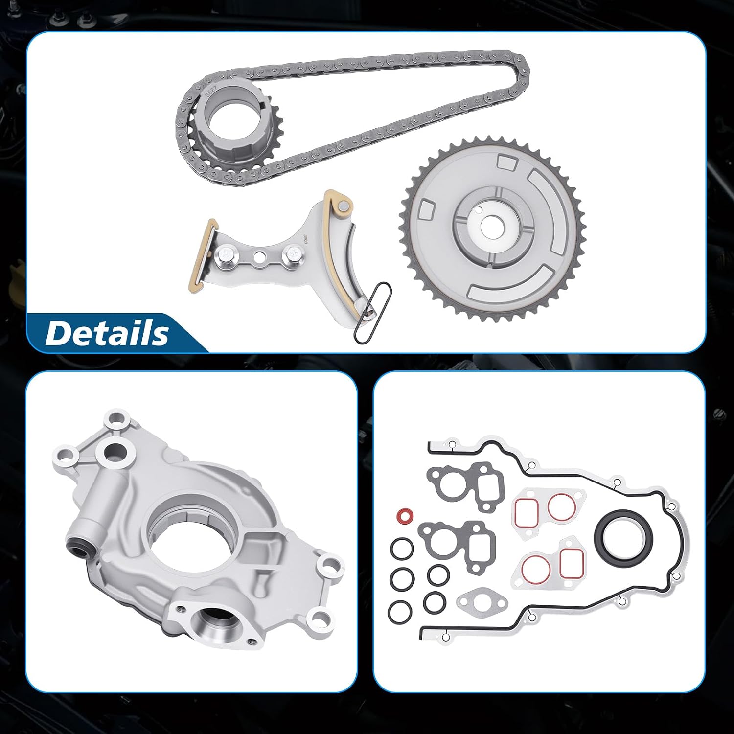 Timing Chain Kit Cover Gasket Oil Pump Vortec Fits for 2007-2009 Silverado 1500, for 2007-2008 Sierra 1500, for 2007-2009 Tahoe, for 2009 Colorado, for 2007-2009 Trailblazer 4.8 5.3 6.0 6.2 V8 OHV