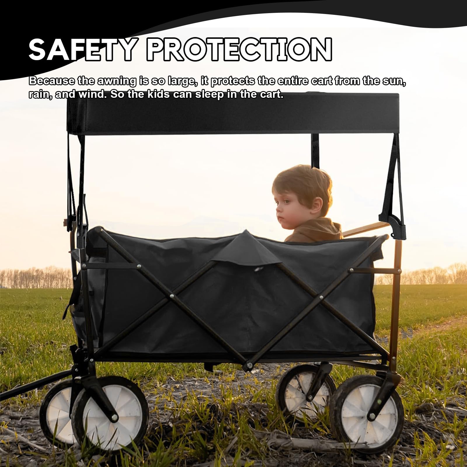 Auvent Pliant Pour Chariot Bollard - Protection Pluie Soleil Enfants Wagon Amovible