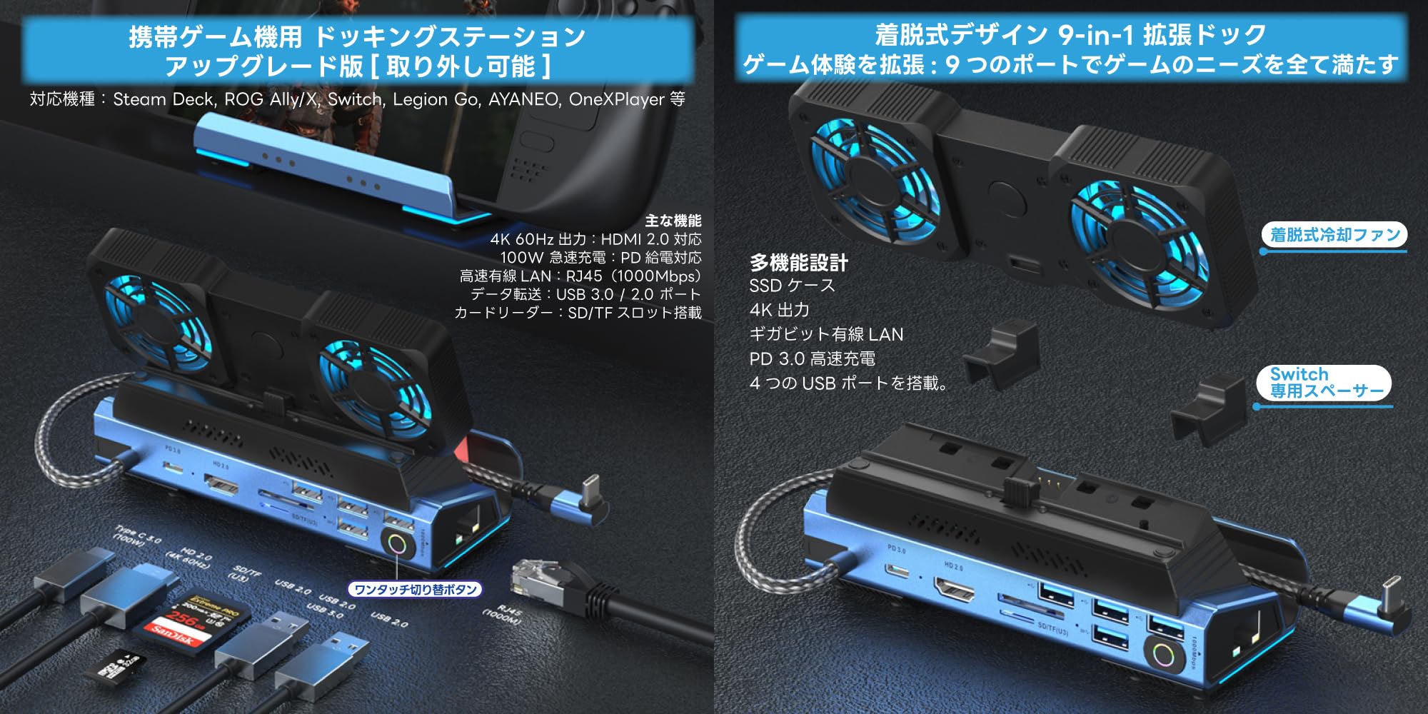 Amazon.co.jp: DAIAD Switch2対応 USB-C ドッキングステーション 9in1