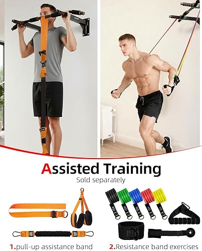 Miniatura 7 de Abahub Barra de dominadas montada en la pared, barra de dominadas multiagarre para entrenamiento de gimnasio en casa, instalación en taladro, barra