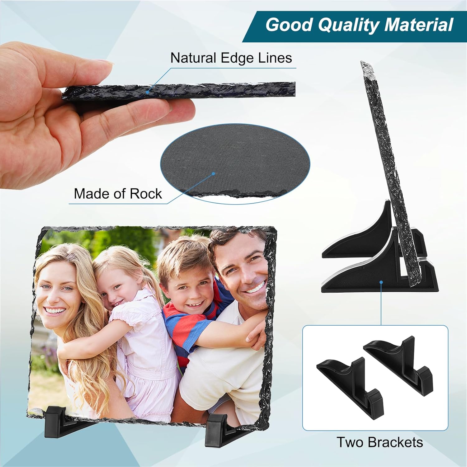 PATIKIL Sublimation Slate Blanks, 4 Pcs Rectangular Stone Photo Frame Heat Press Plaque for Making Memorial for A Friend, Dog, Personalized Gift, White