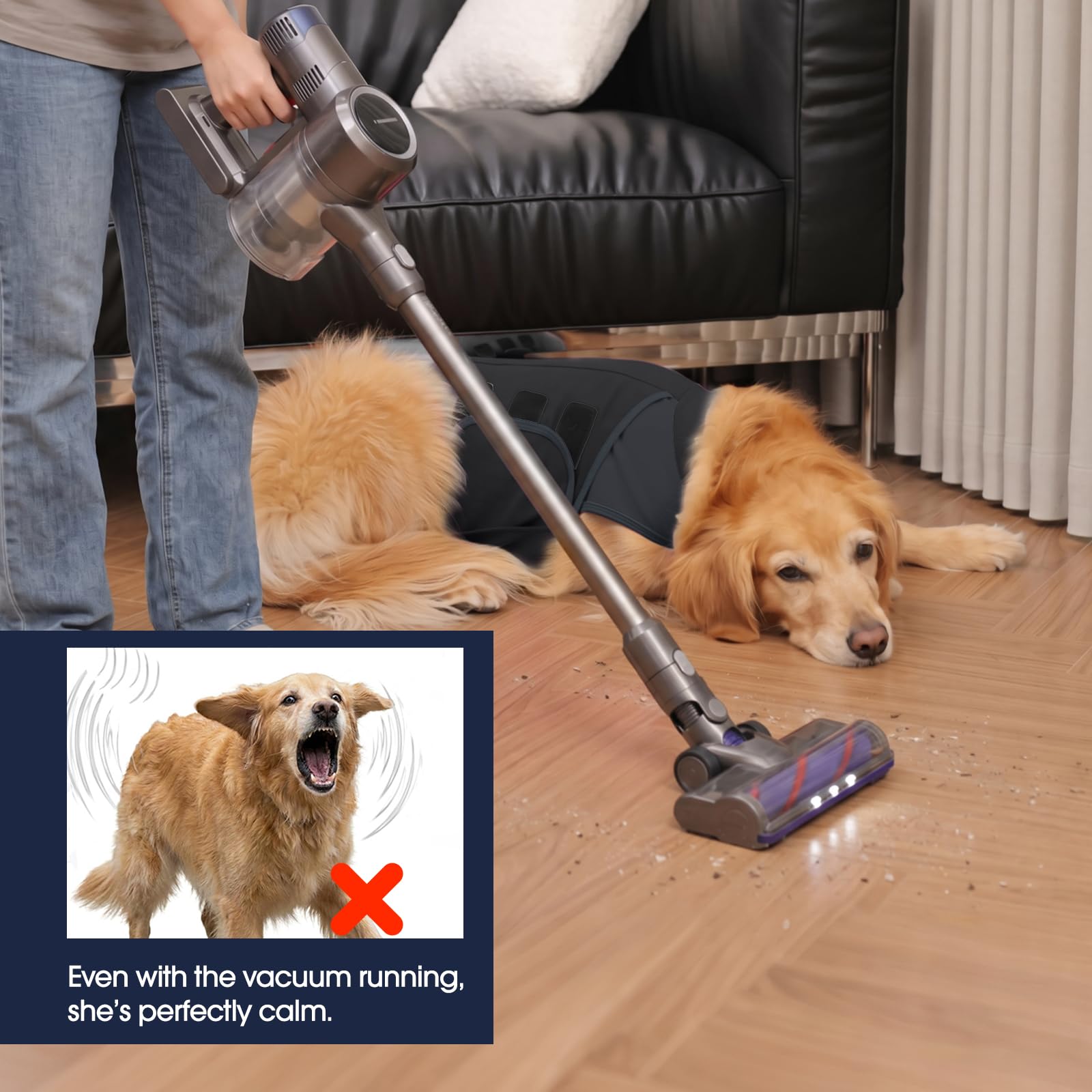 IECOii Chaleco de alivio de ansiedad para perros, camisa ajustable para perros, envoltura calmante ajustable para ansiedad por separación, tormentas eléctricas, fuegos artificiales, estrés de viaje