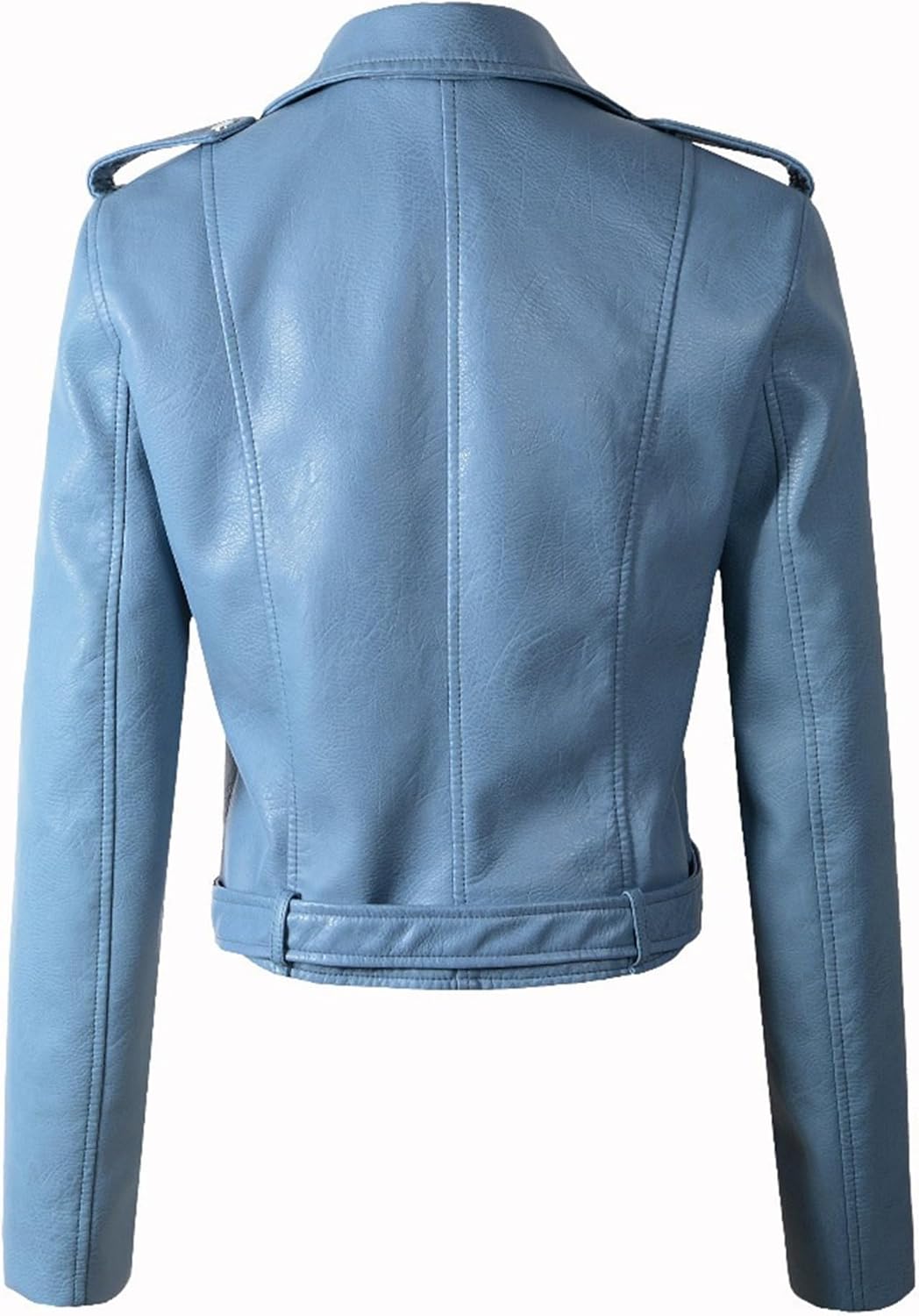 Women's Washed Faux Leather Lapel Coat Cropped Open Front Fashion Coat Jacket Slim Fit Motorcycle Fall Coats