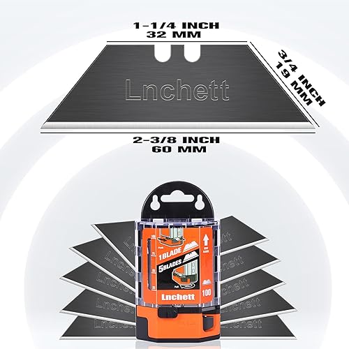 Miniatura 7 de Lnchett 100-Pack Utility Knife Blades, Tough SK-2 Razor Blades for Utility Knife Box Cutter, With 1-blade & 5-blade Dispenser, Standard Replacement